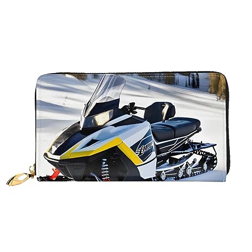 AthuAh Advanced Snowmobile Damen Lange Geldbörse Reisebrieftasche Große Kapazität Lange Geldbörse Reißverschluss Geldbörse 7,48 x 4,13 Zoll, Schwarz, Einheitsgröße von AthuAh