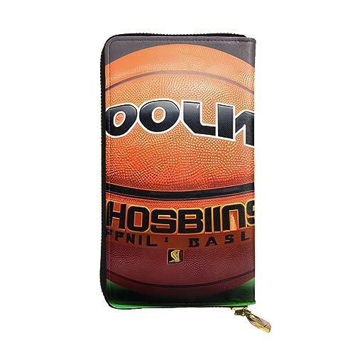 AthuAh Basketball-Hintergrund, lange Clutch-Geldbörse, Damen-Geldbörse mit Reißverschluss, Multi-Karten-Organizer, und lange Brieftasche mit großer Kapazität, Schwarz , Einheitsgröße von AthuAh