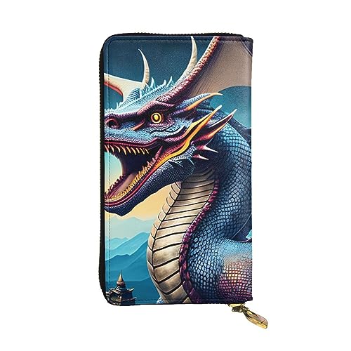 AthuAh Brüllender Drache lange Clutch-Geldbörse, Damen-Geldbörse mit Reißverschluss, Multi-Karten-Organizer, und lange Geldbörse mit großer Kapazität, Schwarz , Einheitsgröße von AthuAh