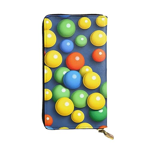 AthuAh Bunte Bälle, lange Clutch-Geldbörse, Damen-Geldbörse mit Reißverschluss, Multi-Karten-Organizer, und lange Brieftasche mit großer Kapazität, Schwarz , Einheitsgröße von AthuAh