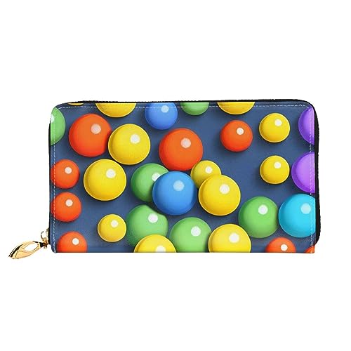 AthuAh Bunte Ballswomen'S Lange Brieftasche, Reisebrieftasche, & Große Kapazität Lange Brieftasche, Reißverschluss Brieftasche, 19 × 10,5 cm, Schwarz , Einheitsgröße von AthuAh