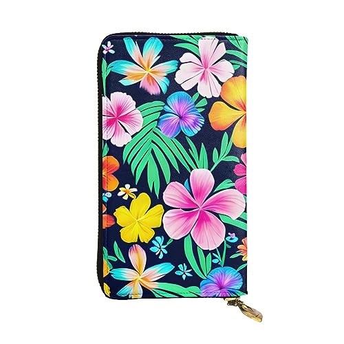 AthuAh Bunte Blumen lange Clutch-Brieftasche, Damen-Geldbörse mit Reißverschluss, Multi-Karten-Organizer, und lange Brieftasche mit großer Kapazität, Schwarz , Einheitsgröße von AthuAh