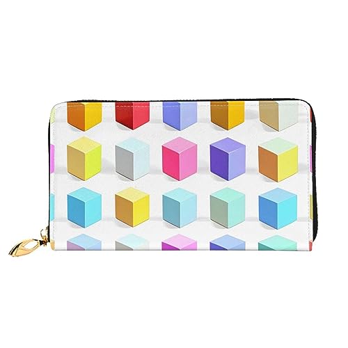 AthuAh Bunte Cubeswomen Lange Brieftasche, Reisebrieftasche, & Große Kapazität Lange Brieftasche, Reißverschluss Brieftasche, 19 × 10,5 cm, Schwarz , Einheitsgröße von AthuAh