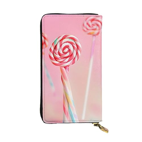 AthuAh Bunte Lollipop lange Clutch-Brieftasche, Damen-Geldbörse mit Reißverschluss, Multi-Karten-Organizer, und lange Brieftasche mit großer Kapazität, Schwarz , Einheitsgröße von AthuAh