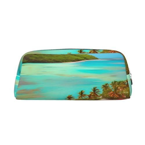 AthuAh Caribbean Scenery Pencil Pouch, Portable Pencil Pouch,& Stationery Storage Bag with Zipper, Large Capacity Organizer, Unisex, silber, Einheitsgröße, Pack-Organizer von AthuAh