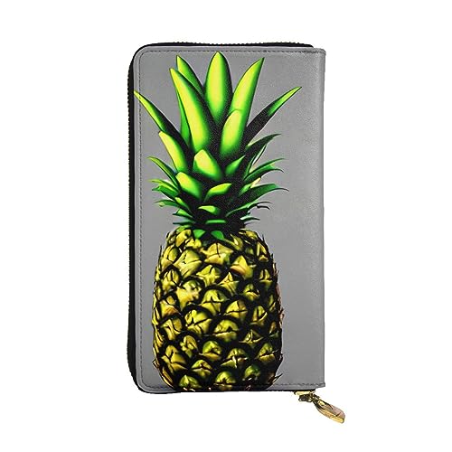 AthuAh Cartoon Ananas Lange Clutch Brieftasche, Damen Reißverschluss Brieftasche, Multi Card Organizer & Große Kapazität Lange Brieftasche, Schwarz , Einheitsgröße von AthuAh