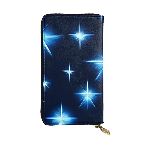 AthuAh Cartoon Blue Star Lange Clutch Geldbörse, Damen Reißverschluss Brieftasche, Multi Card Organizer & Große Kapazität Lange Brieftasche, Schwarz , Einheitsgröße von AthuAh