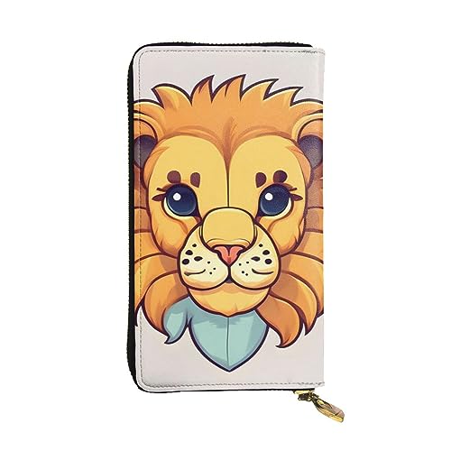 AthuAh Cartoon Cute Little Lion Long Clutch Wallet, Women's Zipper Wallet, Multi Card Organizer, & Large Capacity Long Wallet, Schwarz , Einheitsgröße von AthuAh