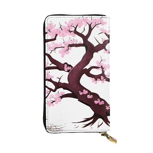 AthuAh Cherry Blossoms Tree Long Clutch Wallet Damen Reißverschluss Geldbörse Multi Card Organizer & Große Kapazität Lange Brieftasche, Schwarz , Einheitsgröße von AthuAh