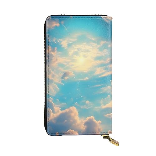 AthuAh Cloudy Sky Lange Clutch-Geldbörse, Damen-Geldbörse mit Reißverschluss, Multi-Karten-Organizer, & lange Geldbörse mit großer Kapazität, Schwarz , Einheitsgröße von AthuAh