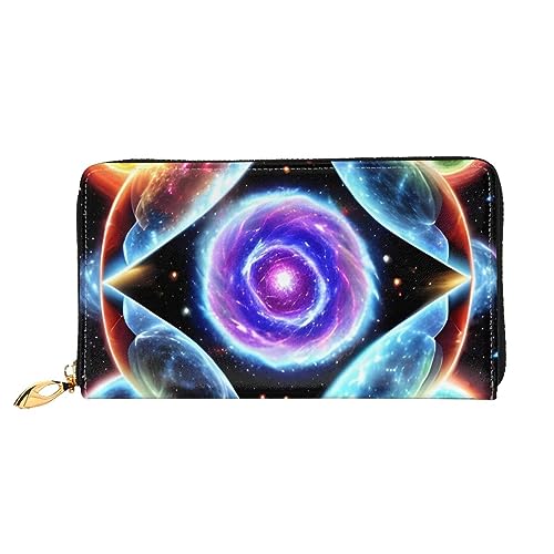 AthuAh Cosmic Starswomen'S Long Wallet, Travel Wallet & Large Capacity Long Wallet, Zipper Wallet, 19 × 10.5 Cm, Schwarz , Einheitsgröße von AthuAh