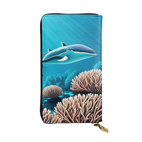 AthuAh Deep Sea Whales Long Clutch Wallet, Women's Zipper Wallet, Multi Card Organizer & Large Capacity Long Wallet, Schwarz , Einheitsgröße von AthuAh