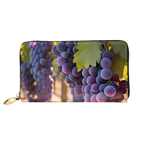 AthuAh Desert Grapeswomen'S Long Wallet, Travel Wallet & Large Capacity Long Wallet, Zipper Wallet, 19 × 10.5 Cm, Schwarz , Einheitsgröße von AthuAh