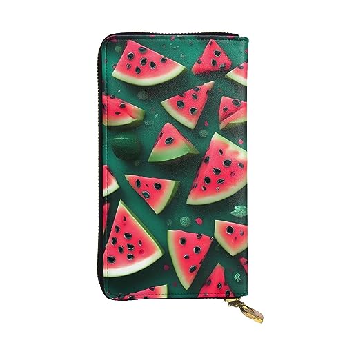 AthuAh Dream Watermelon Lange Clutch-Geldbörse, Damen-Geldbörse mit Reißverschluss, Multi-Karten-Organizer, & lange Geldbörse mit großer Kapazität, Schwarz , Einheitsgröße von AthuAh