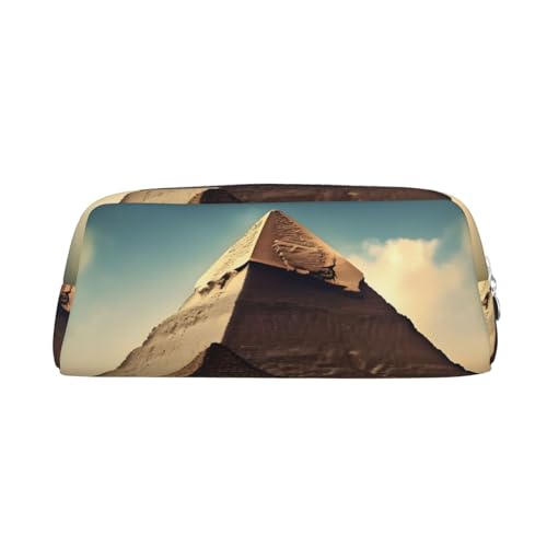 AthuAh Dreaming of The Pyramids of Khufu Federmäppchen, tragbares Federmäppchen und Schreibwaren-Aufbewahrungstasche mit Reißverschluss, Organizer mit großem Fassungsvermögen, Unisex, silber, von AthuAh