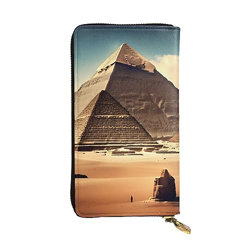 AthuAh Dreaming of The Pyramids of Khufu Lange Clutch-Geldbörse, Damen-Geldbörse mit Reißverschluss, Multi-Karten-Organizer und große Kapazität lange Geldbörse, Schwarz , Einheitsgröße von AthuAh