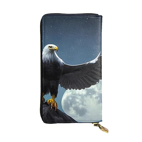 AthuAh Eagle Under The Stars Lange Clutch-Geldbörse, Damen-Geldbörse mit Reißverschluss, Multi-Karten-Organizer, & lange Geldbörse mit großer Kapazität, Schwarz , Einheitsgröße von AthuAh