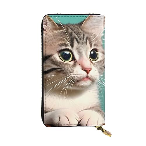 AthuAh Eine neugierige Katze, lange Clutch-Geldbörse, Damen-Geldbörse mit Reißverschluss, Multi-Karten-Organizer, und lange Geldbörse mit großer Kapazität, Schwarz , Einheitsgröße von AthuAh