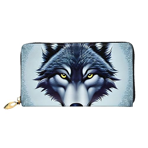 AthuAh Fierce Wolf Headwomen'S Long Wallet, Travel Wallet & Large Capacity Long Wallet, Zipper Wallet, 19 × 10.5 Cm, Schwarz , Einheitsgröße von AthuAh