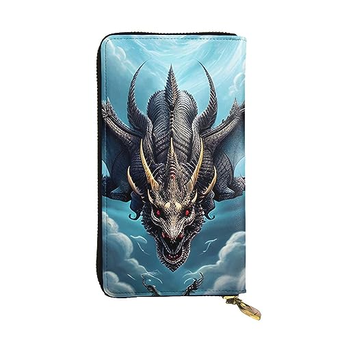 AthuAh Fliegender Drache lange Clutch-Geldbörse, Damen-Geldbörse mit Reißverschluss, Multi-Karten-Organizer, und lange Geldbörse mit großer Kapazität, Schwarz , Einheitsgröße von AthuAh