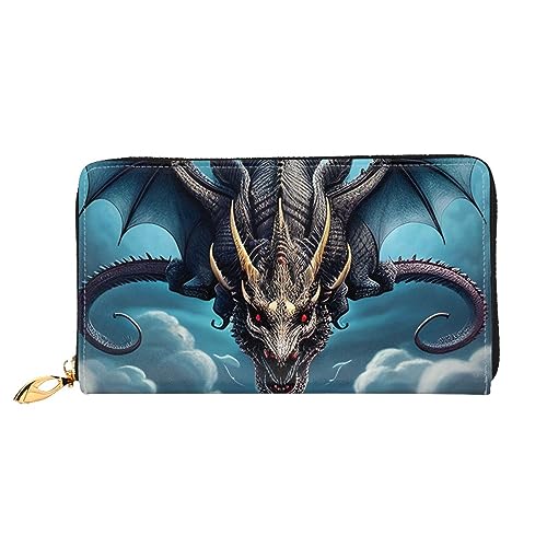 AthuAh Flying Dragonwomen'S Long Wallet, Travel Wallet & Large Capacity Long Wallet, Zipper Wallet, 19 × 10.5 Cm, Schwarz , Einheitsgröße von AthuAh