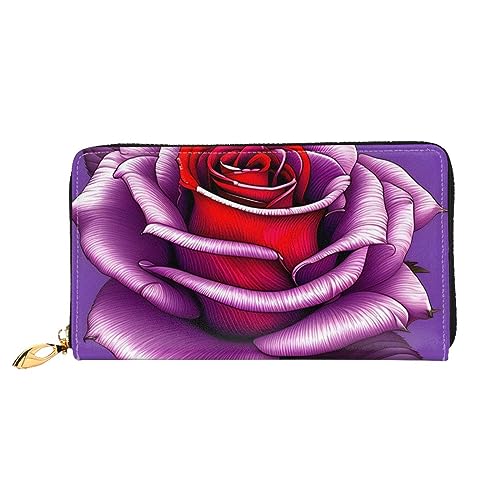 AthuAh Fuchsia Rose Damen Lange Geldbörse Reisebrieftasche Große Kapazität Lange Geldbörse Reißverschluss Geldbörse 7,48 x 4,13 Zoll, Schwarz, Einheitsgröße von AthuAh