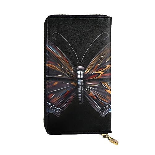AthuAh Geheimnisvoller Schmetterling lange Clutch-Geldbörse, Damen-Geldbörse mit Reißverschluss, Multi-Karten-Organizer, und lange Geldbörse mit großer Kapazität, Schwarz , Einheitsgröße von AthuAh