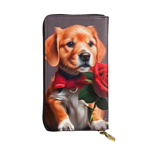 AthuAh Gentleman-Like Dog Long Clutch Wallet, Women's Zipper Wallet, Multi Card Organizer & Large Capacity Long Wallet, Schwarz , Einheitsgröße von AthuAh