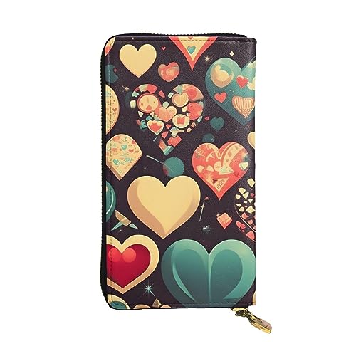 AthuAh Heart Crush Flower Long Clutch Wallet, Women's Zipper Wallet, Multi Card Organizer & Large Capacity Long Wallet, Schwarz , Einheitsgröße von AthuAh