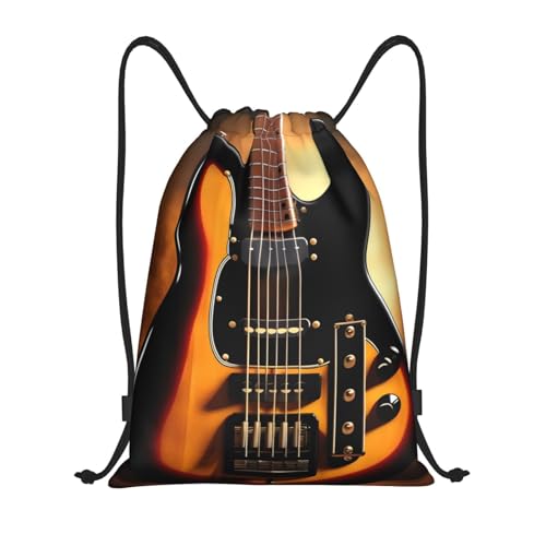 AthuAh Instrumental-Gitarre Kordelzug Tasche Sport Rucksack Fitness Rucksack Wasserdicht Große Kapazität Faltbar, Schwarz , M von AthuAh