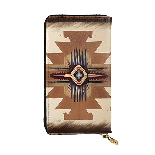 AthuAh Lange Clutch-Geldbörse mit Indianer-Muster, Damen-Geldbörse mit Reißverschluss, Multi-Karten-Organizer, und lange Geldbörse mit großer Kapazität, Schwarz , Einheitsgröße von AthuAh