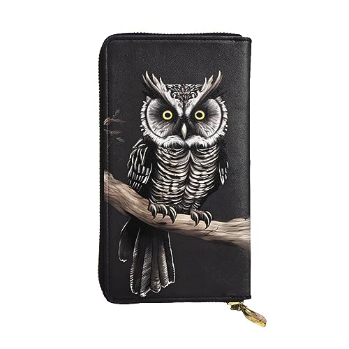 AthuAh Late Night Owl Lange Clutch-Brieftasche, Damen-Geldbörse mit Reißverschluss, Multi-Karten-Organizer, & lange Geldbörse mit großer Kapazität, Schwarz , Einheitsgröße von AthuAh