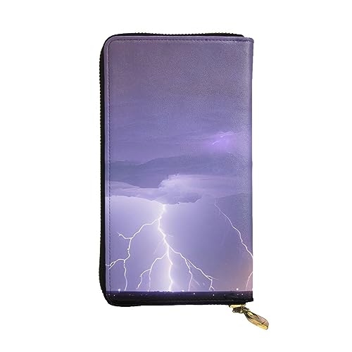 AthuAh Lightning Storm Lange Clutch-Geldbörse, Damen-Geldbörse mit Reißverschluss, Multi-Karten-Organizer, und lange Geldbörse mit großer Kapazität, Schwarz , Einheitsgröße von AthuAh