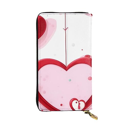 AthuAh Little Red Heart Lange Clutch-Geldbörse, Damen-Geldbörse mit Reißverschluss, Multi-Karten-Organizer und große Kapazität, lange Brieftasche, Schwarz , Einheitsgröße von AthuAh