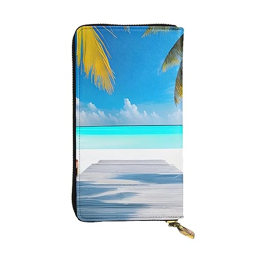 AthuAh Malediven Urlaub Lange Clutch Geldbörse Damen Reißverschluss Geldbörse Multi Card Organizer & Große Kapazität Lange Brieftasche, Schwarz , Einheitsgröße von AthuAh