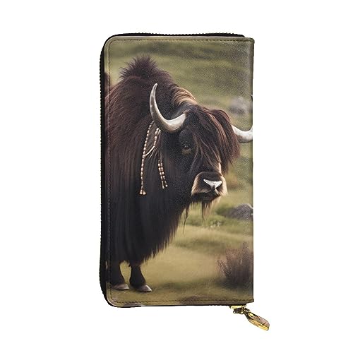 AthuAh Mighty Highland Yak Lange Clutch-Geldbörse, Damen-Geldbörse, Reißverschluss, Multi-Karten-Organizer, & große Kapazität lange Geldbörse, Schwarz , Einheitsgröße von AthuAh