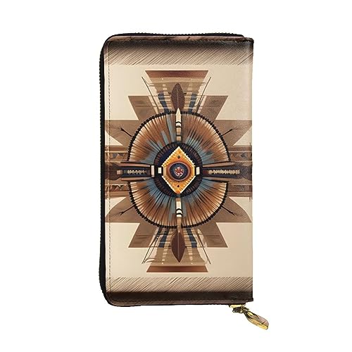 AthuAh Native American Painting Lange Clutch Geldbörse Damen Reißverschluss Geldbörse Multi Card Organizer & Große Kapazität Lange Brieftasche, Schwarz , Einheitsgröße von AthuAh