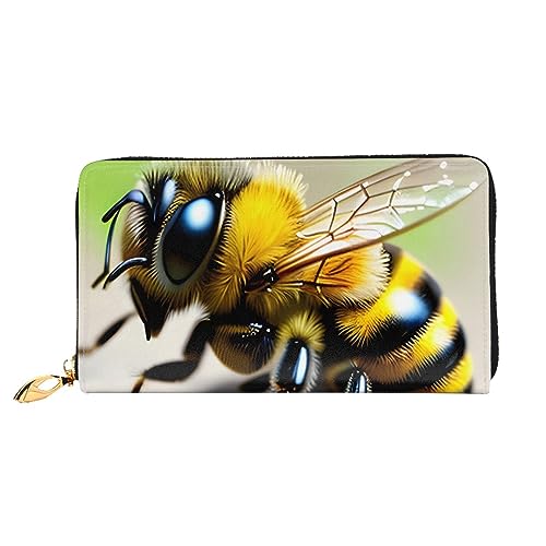 AthuAh Niedliche kleine Bienen lange Brieftasche, Reisebrieftasche & große Kapazität, lange Geldbörse, Reißverschluss-Geldbörse, 19 × 10,5 cm, Schwarz , Einheitsgröße von AthuAh