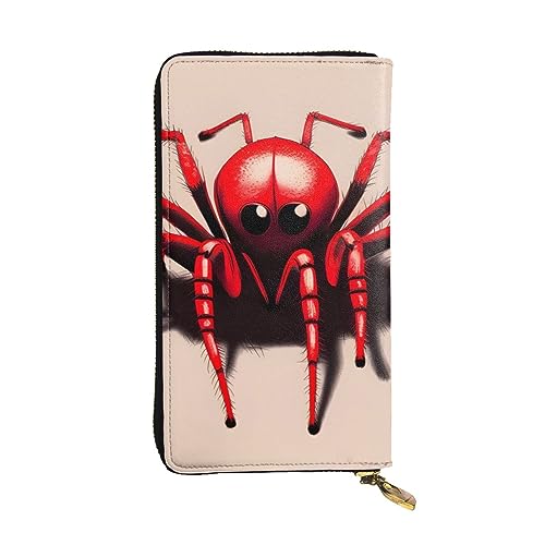 AthuAh Niedliche kleine rote Spinne lange Clutch-Geldbörse, Damen-Geldbörse mit Reißverschluss, Multi-Karten-Organizer, und lange Brieftasche mit großer Kapazität, Schwarz , Einheitsgröße von AthuAh