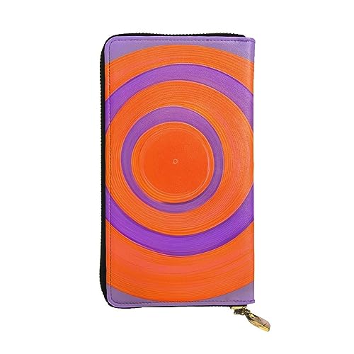 AthuAh Orange Circle Center Long Clutch Wallet Damen Reißverschluss Geldbörse Multi Card Organizer & Große Kapazität Lange Brieftasche, Schwarz , Einheitsgröße von AthuAh