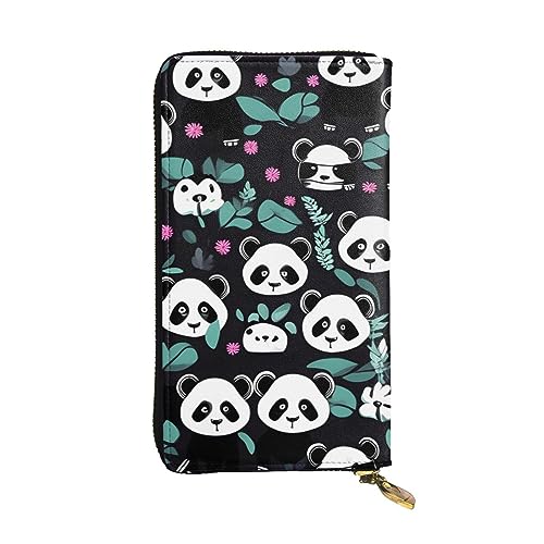 AthuAh Panda Cute Face Long Clutch Wallet, Women's Zipper Wallet, Multi Card Organizer & Large Capacity Long Wallet, Schwarz , Einheitsgröße von AthuAh