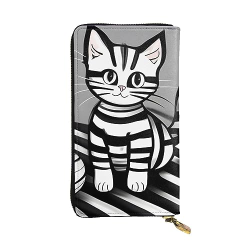 AthuAh Play Ball Kitty Lange Clutch-Geldbörse, Damen-Geldbörse mit Reißverschluss, Multi-Karten-Organizer, und lange Geldbörse mit großer Kapazität, Schwarz , Einheitsgröße von AthuAh