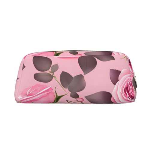 AthuAh Pretty Pink Roses Pencil Pouch, Portable Pencil Pouch,& Stationery Storage Bag with Zipper, Large Capacity Organizer, Unisex, gold, Einheitsgröße, Pack-Organizer von AthuAh