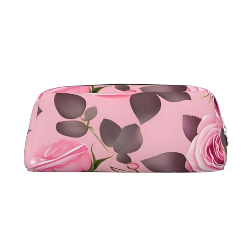 AthuAh Pretty Pink Roses Pencil Pouch, Portable Pencil Pouch,& Stationery Storage Bag with Zipper, Large Capacity Organizer, Unisex, silber, Einheitsgröße, Pack-Organizer von AthuAh