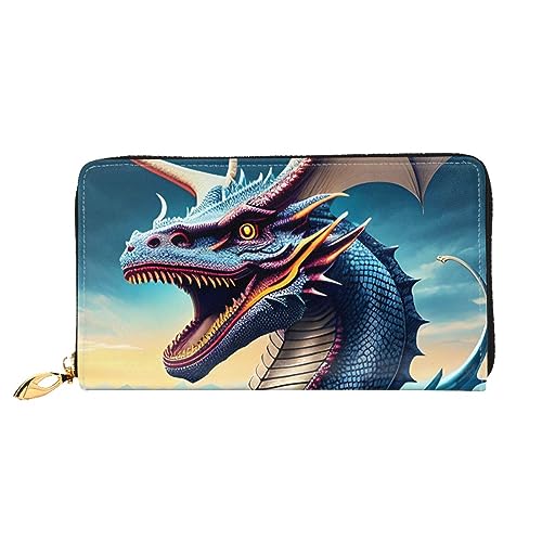 AthuAh Roaring Dragonwomen'S Long Wallet, Travel Wallet & Large Capacity Long Wallet, Zipper Wallet, 19 × 10.5 Cm, Schwarz , Einheitsgröße von AthuAh