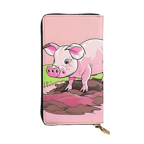 AthuAh Rosa Ferkel lange Clutch-Geldbörse, Damen-Geldbörse mit Reißverschluss, Multi-Karten-Organizer, und lange Geldbörse mit großer Kapazität, Schwarz , Einheitsgröße von AthuAh