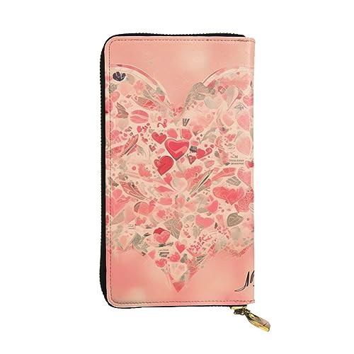 AthuAh Rote Herz Blumen Lange Clutch Geldbörse Damen Reißverschluss Geldbörse Multi Card Organizer & Große Kapazität Lange Brieftasche, Schwarz , Einheitsgröße von AthuAh