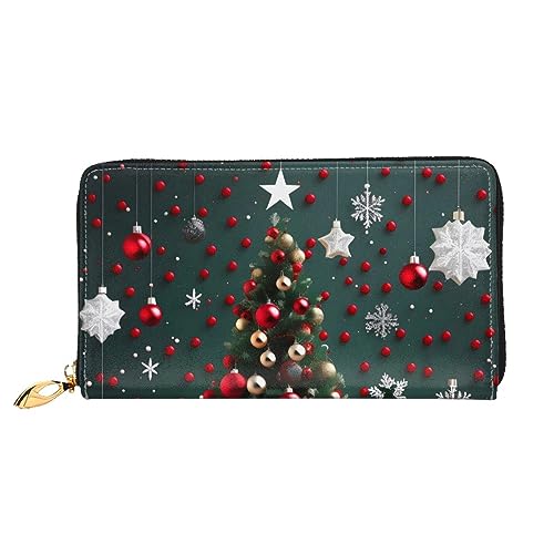 AthuAh Round Ball Christmas Treewomen'S Long Wallet, Travel Wallet & Large Capacity Long Wallet, Zipper Wallet, 19 × 10.5 Cm, Schwarz , Einheitsgröße von AthuAh