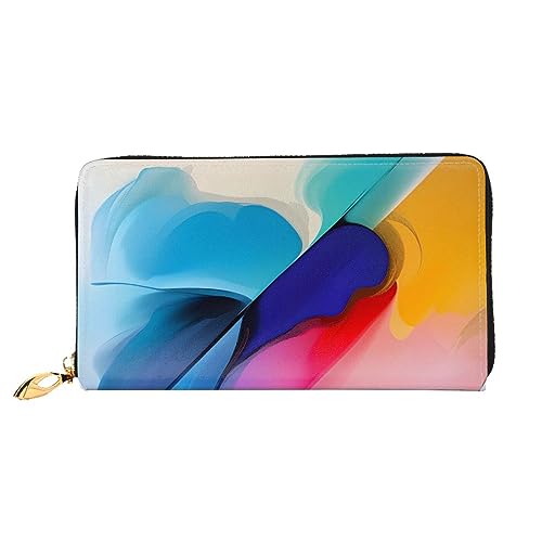 AthuAh Runde Aquarellmalerei Frauen Lange Brieftasche, Reisebrieftasche, & Große Kapazität Lange Brieftasche, Reißverschluss Brieftasche, 19 × 10,5 cm, Schwarz , Einheitsgröße von AthuAh