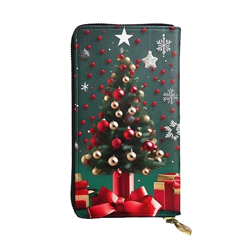 AthuAh Runde Kugel Weihnachtsbaum Lange Clutch Geldbörse Damen Reißverschluss Geldbörse Multi Card Organizer & Große Kapazität Lange Brieftasche, Schwarz , Einheitsgröße von AthuAh